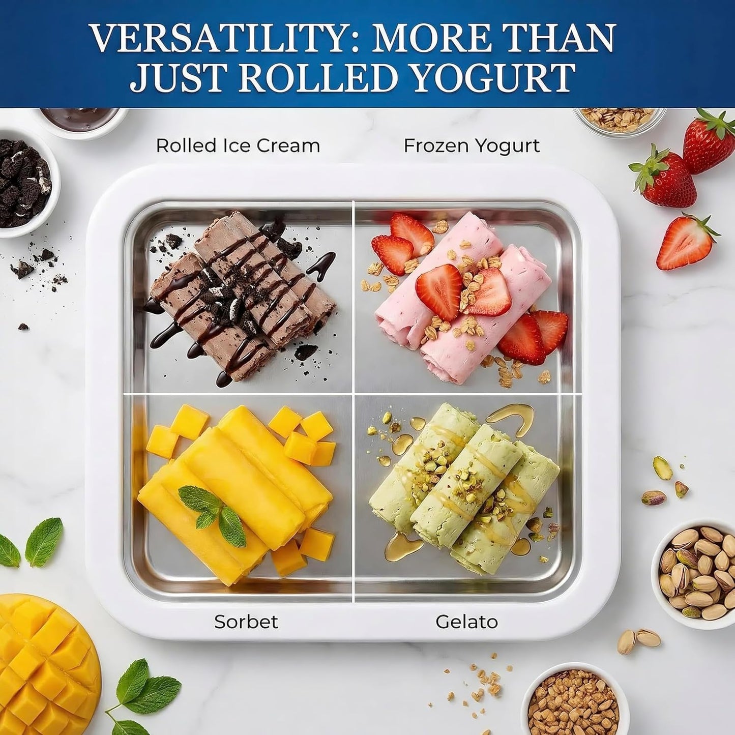 Rolled Ice Cream Maker Pan — Instant-Freeze Dessert Rolls at Home