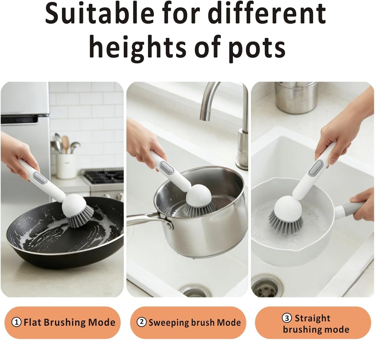 Rotating Dish Brush with Built-In Soap Dispenser — Scrub without the Grease