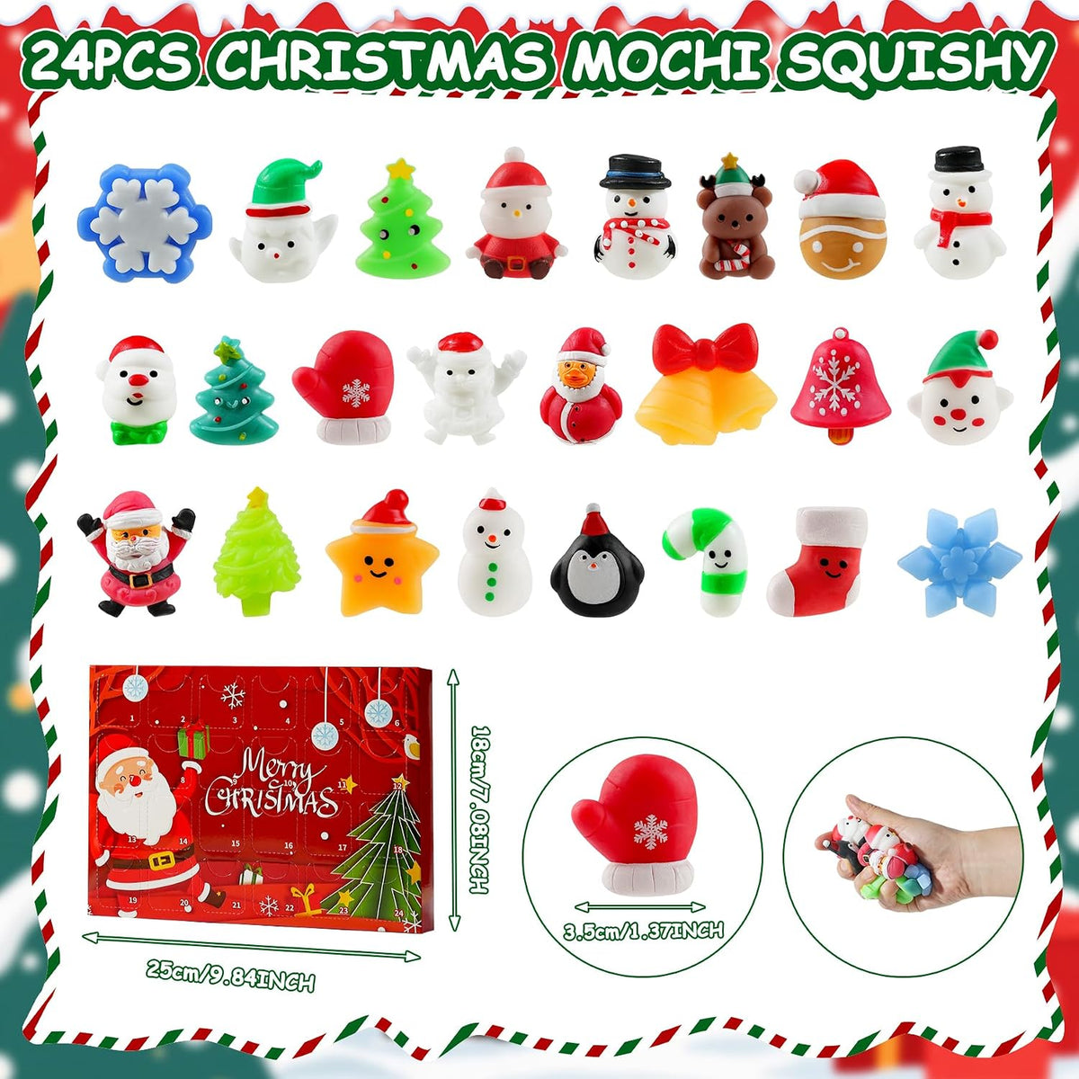 Christmas Squishy Advent Calendar 2026, Mochi Squishy Toys