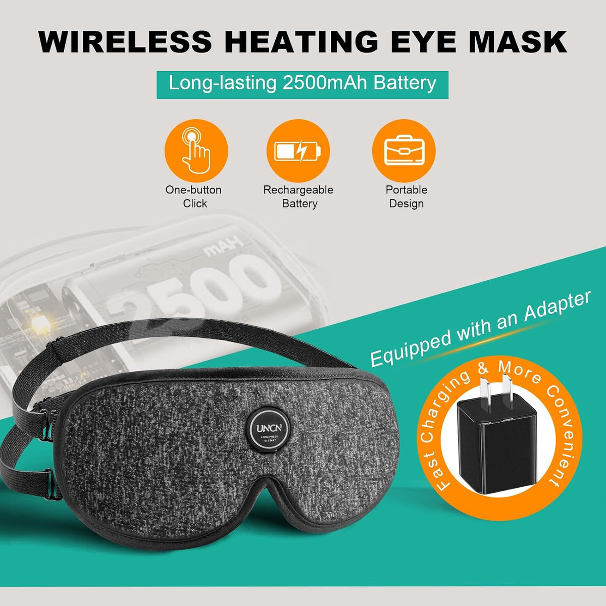 Heated Eye Mask for Dry Eyes Cordless Rechargeable 4 Temp Settings