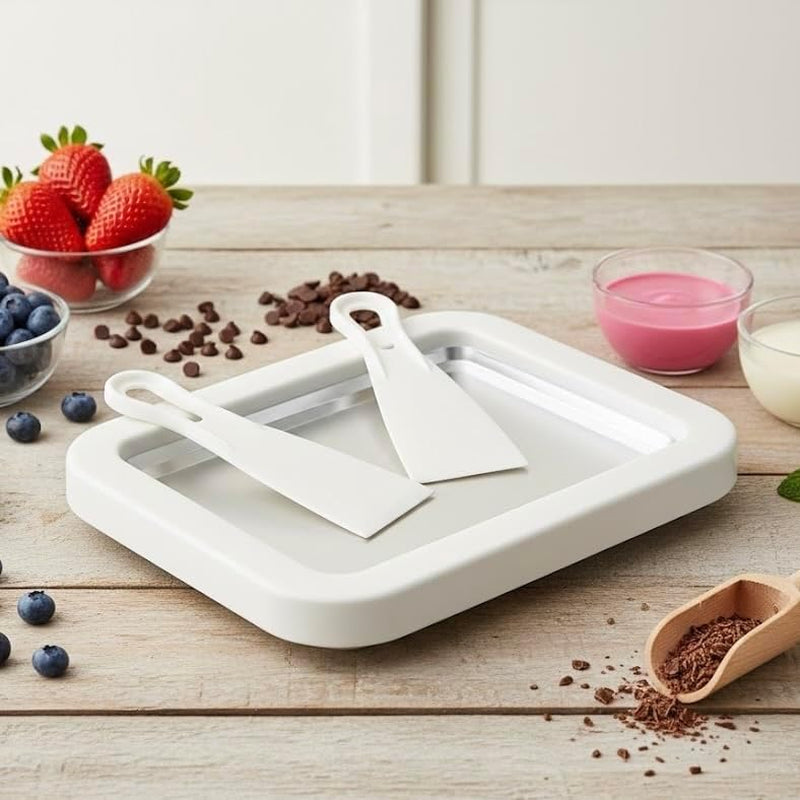 Rolled Ice Cream Maker Pan — Instant-Freeze Dessert Rolls at Home