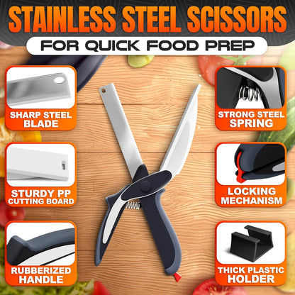 Locking Food Scissors with Cutting Board — Safe-Lock Kitchen Shears