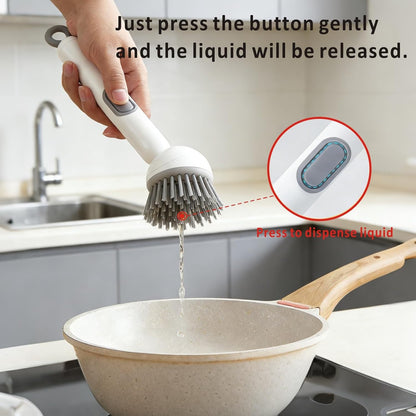 Rotating Dish Brush with Built-In Soap Dispenser — Scrub without the Grease