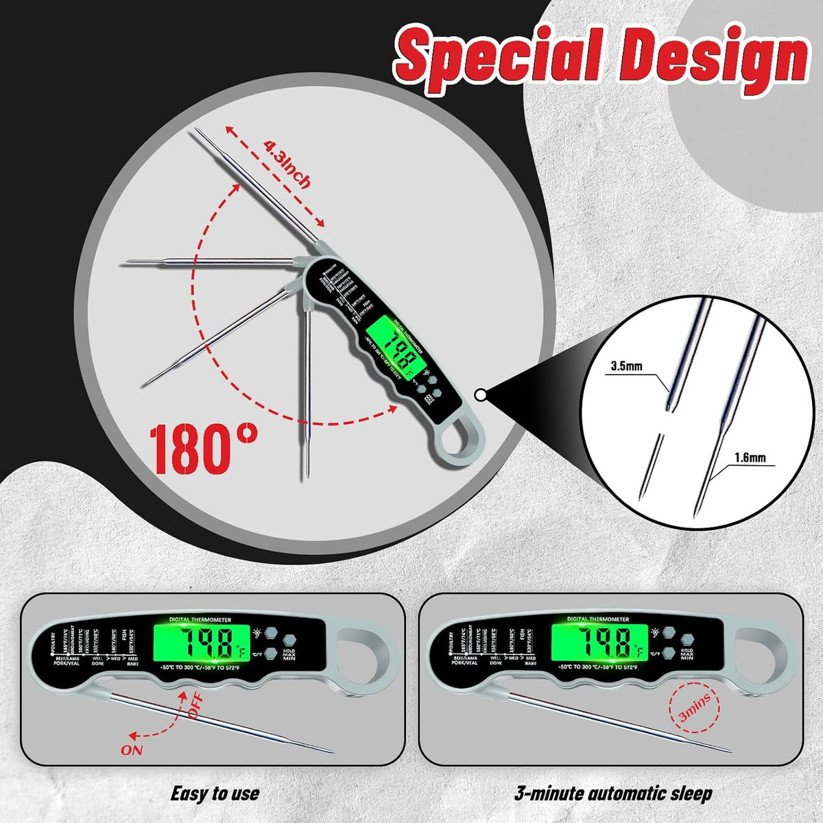 Meat Thermometer Digital, Instant Read Digital Meat Thermometer