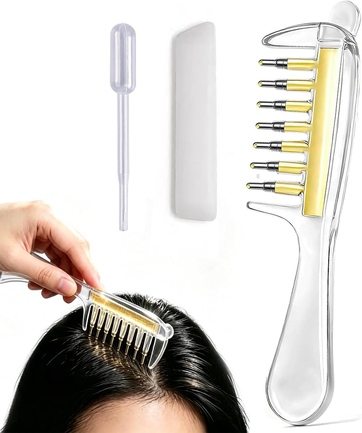 Scalp oil applicator bottle with precision comb tip
