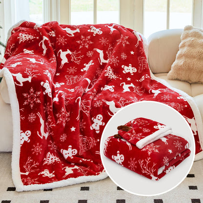 Wearable Blanket Hoodie, Christmas Throw Blanket with Hoodie
