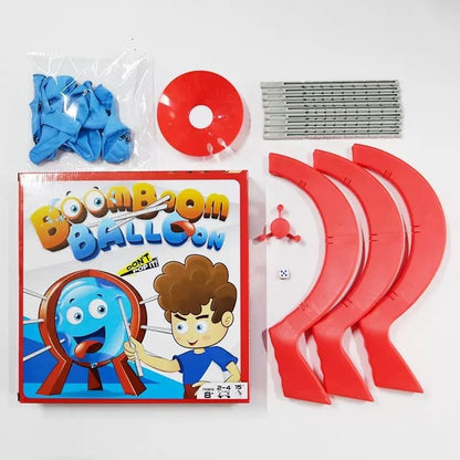 Family tabletop balloon popping game in play
