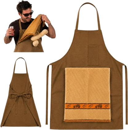 Funny BBQ apron for men with hidden pocket surprise