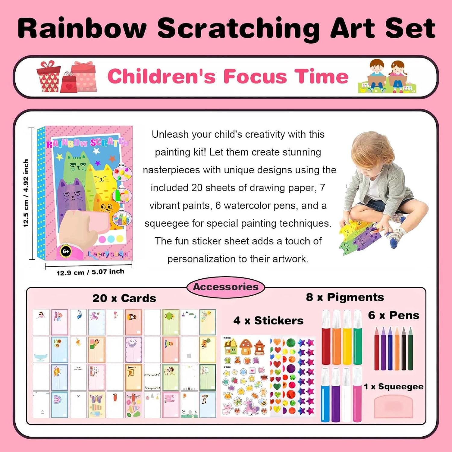 Rainbow Scratch Art Squeegee Kit — Mess-Free Painting for Kids