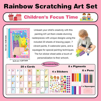 Rainbow Scratch Art Squeegee Kit — Mess-Free Painting for Kids