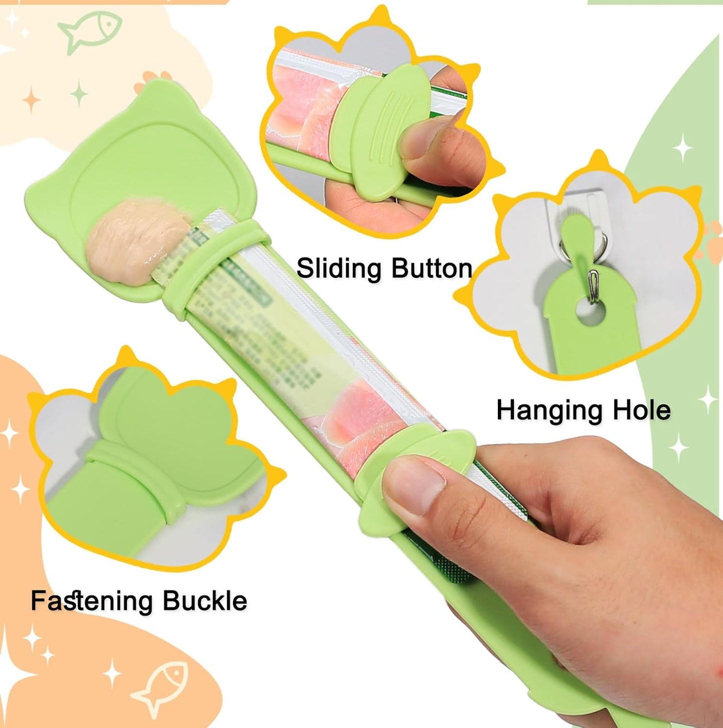 Sliding Cat Treat Spoon — Feed Puree without the Mess