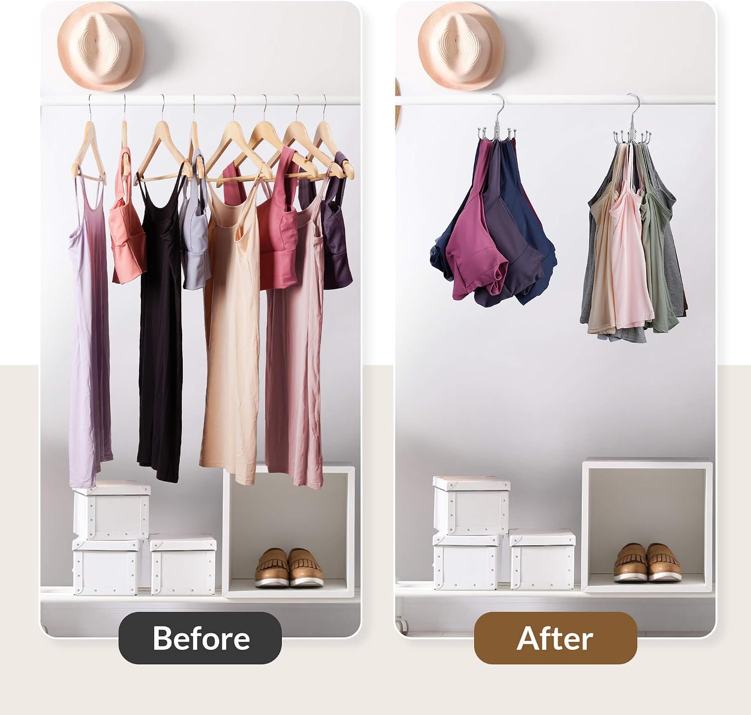 Closet organizer hanger with 8 hooks