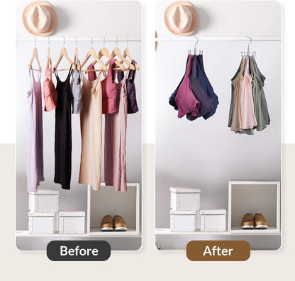 Closet organizer hanger with 8 hooks
