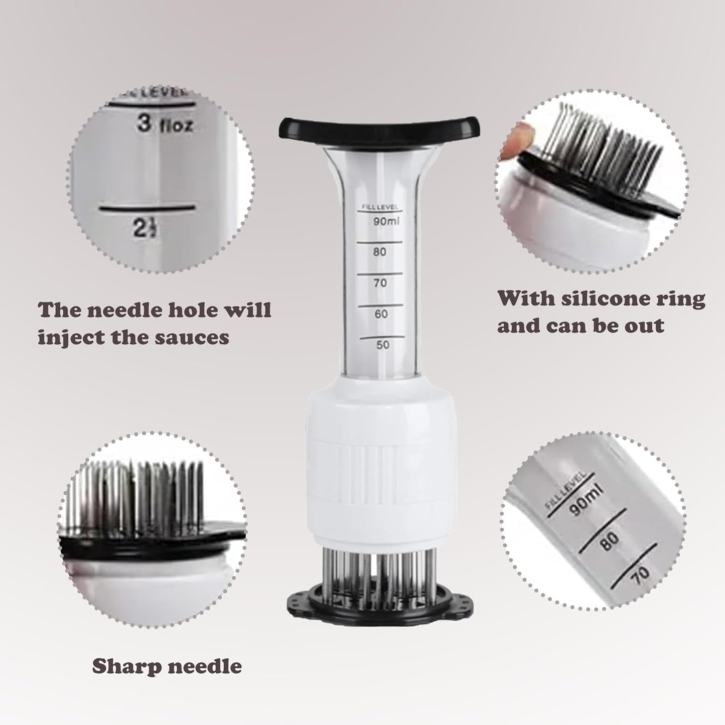 Meat injector being used on brisket