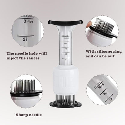 Meat injector being used on brisket