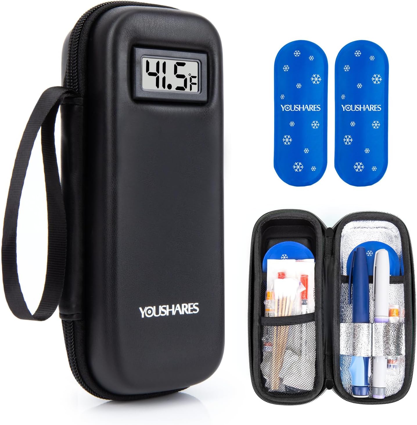 Insulin cooler travel case with digital temperature display