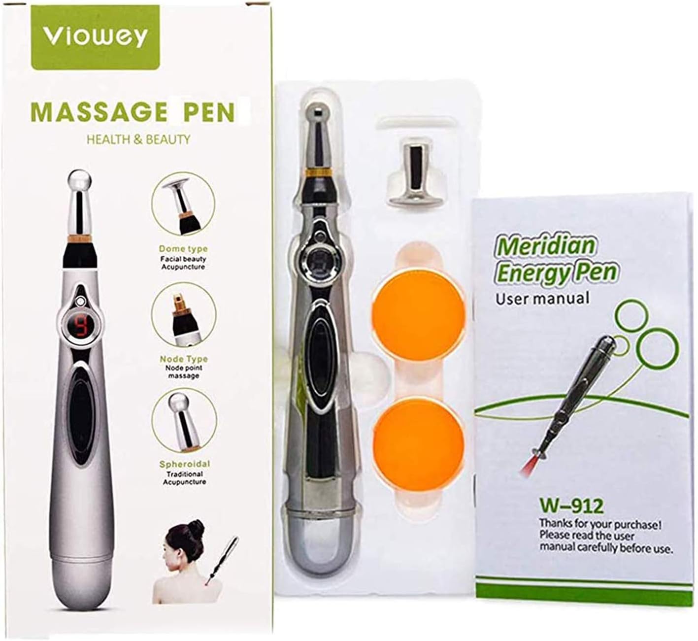 3-in-1 electronic acupuncture pen with massage heads