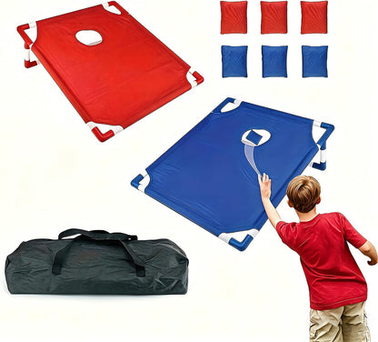 Portable cornhole set with 2 boards and 6 bean bags