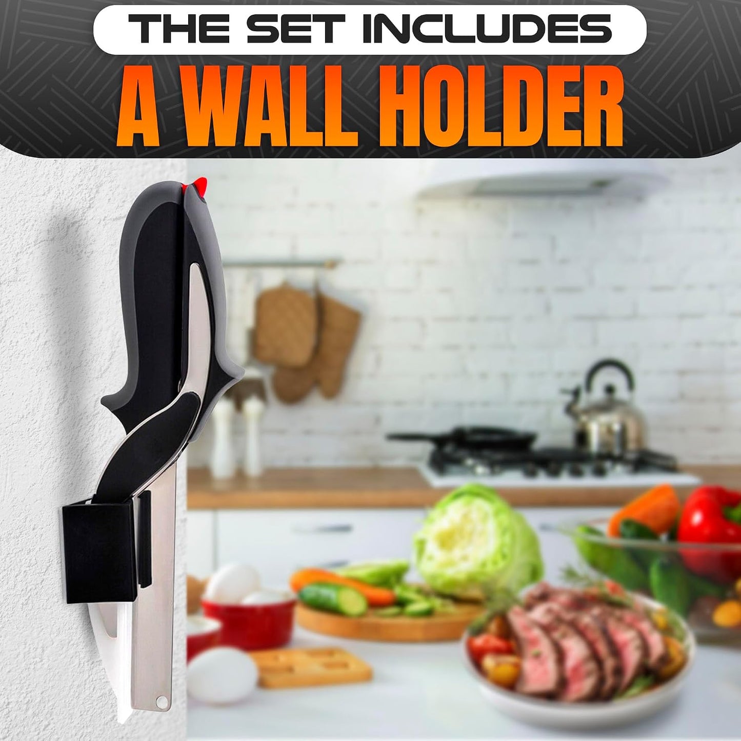 Locking Food Scissors with Cutting Board — Safe-Lock Kitchen Shears