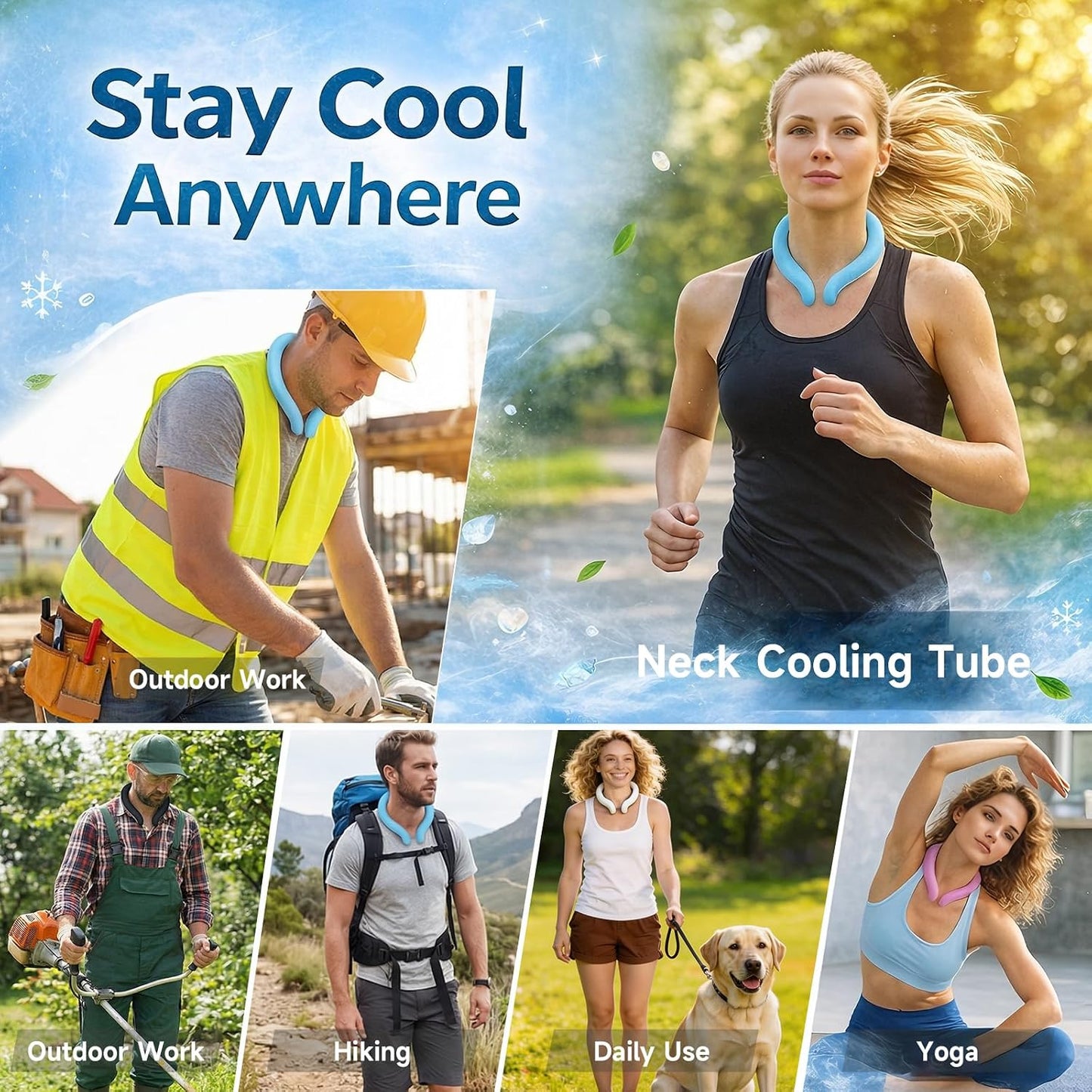 PCM Neck Cooling Ring — Reusable Ice Tube, Cools at 64°F