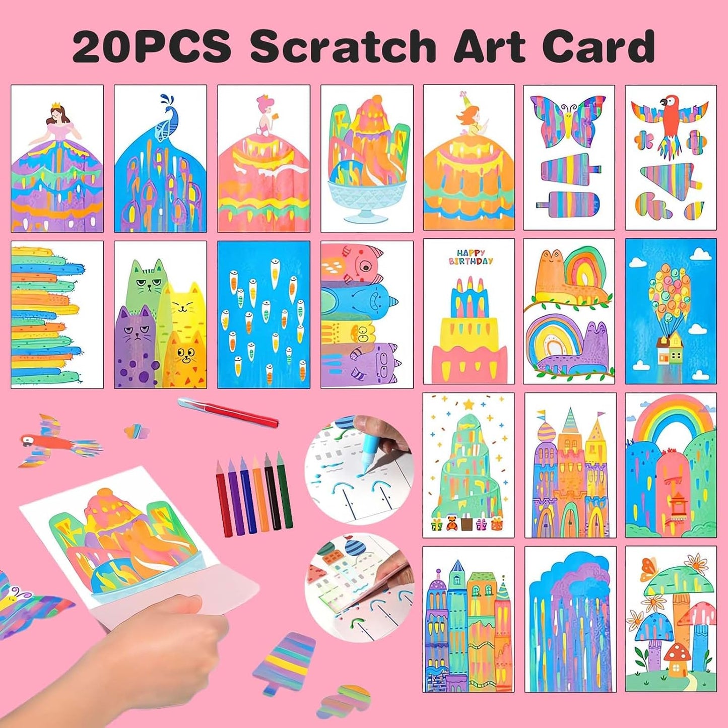 Rainbow Scratch Art Squeegee Kit — Mess-Free Painting for Kids