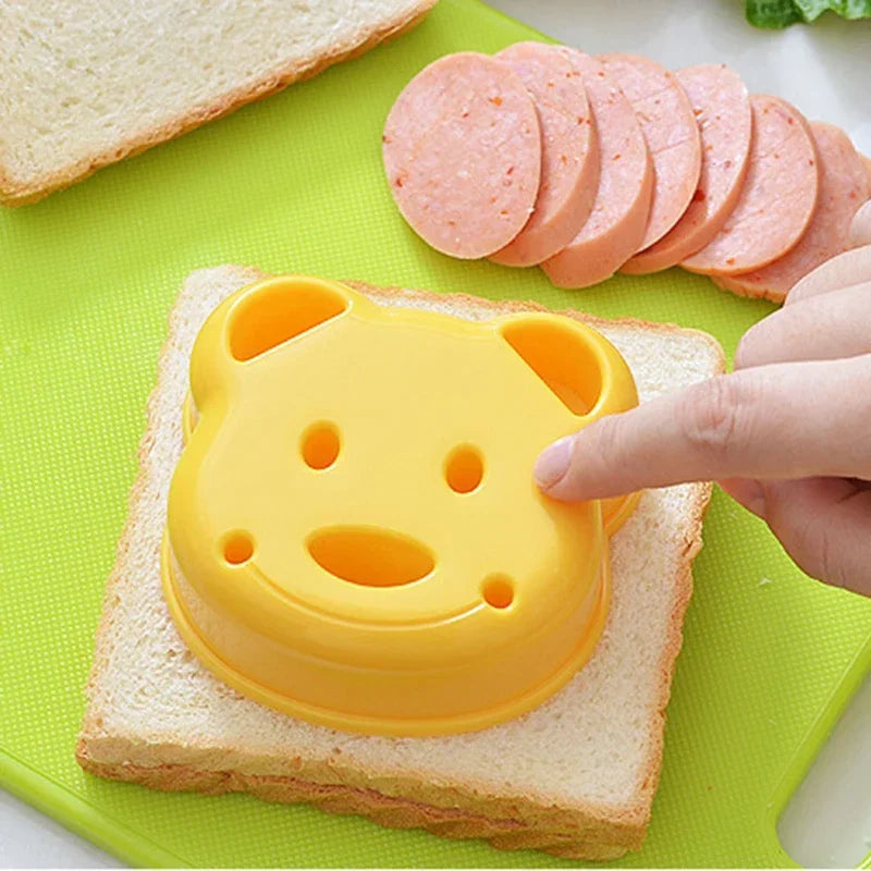 Cartoon Sandwich Cutter & Sealer Set — Bear, Cat, Rabbit & Car Shapes