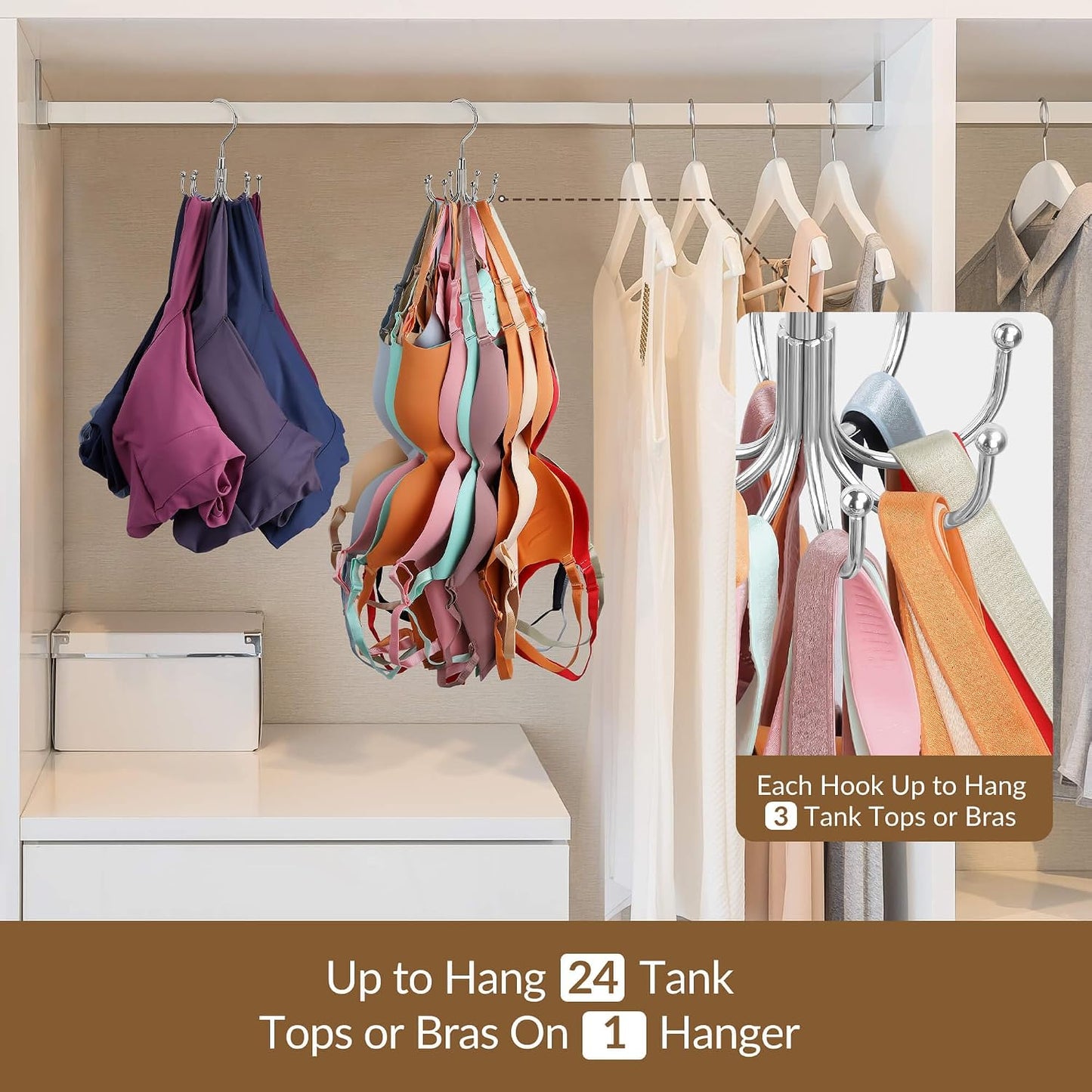 Bra organizer hanging in closet