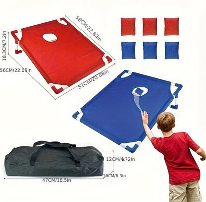 Cornhole boards set up outdoors
