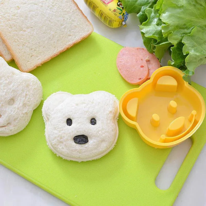 Cartoon Sandwich Cutter & Sealer Set — Bear, Cat, Rabbit & Car Shapes