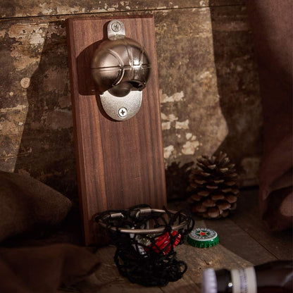 Magnetic Basketball Bottle Opener — Wall Mount with Cap Catcher