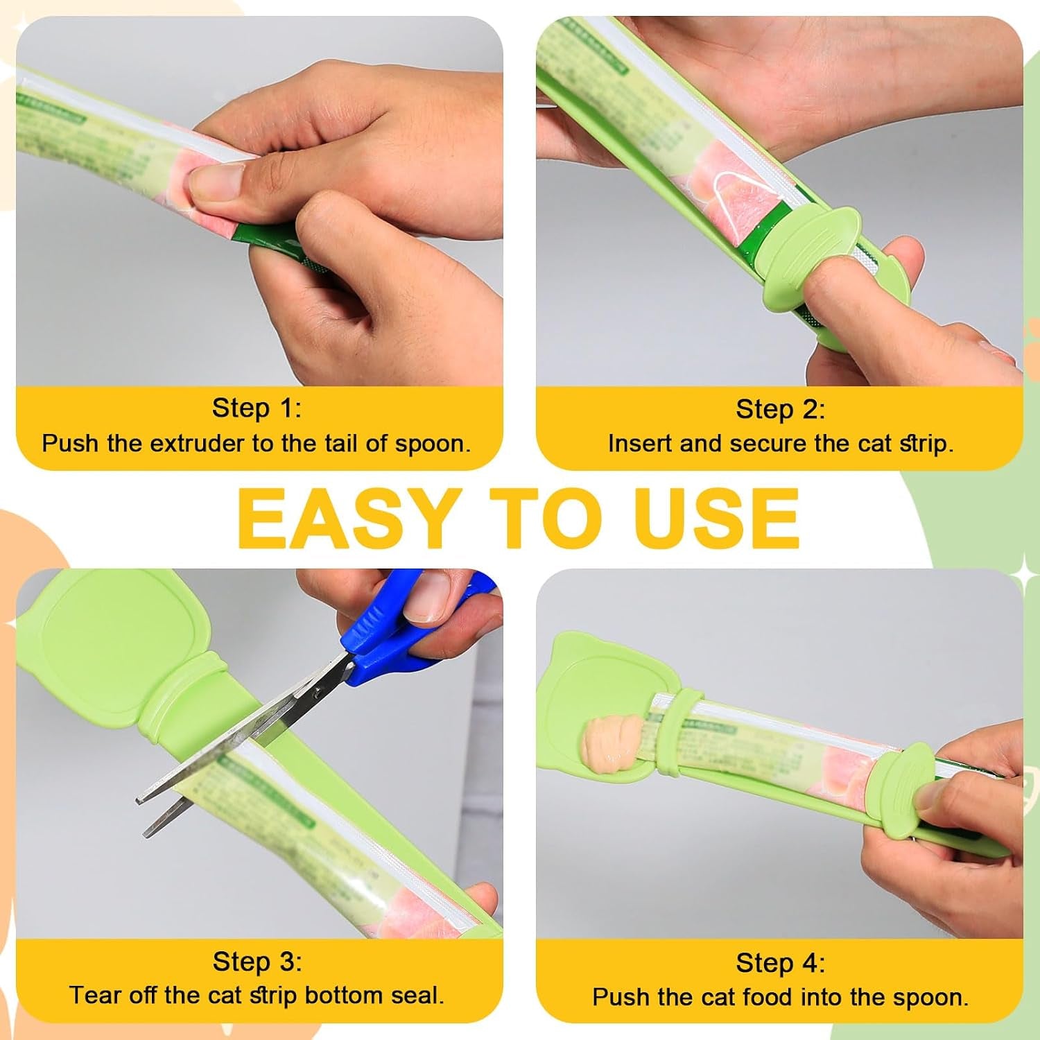 Sliding Cat Treat Spoon — Feed Puree without the Mess