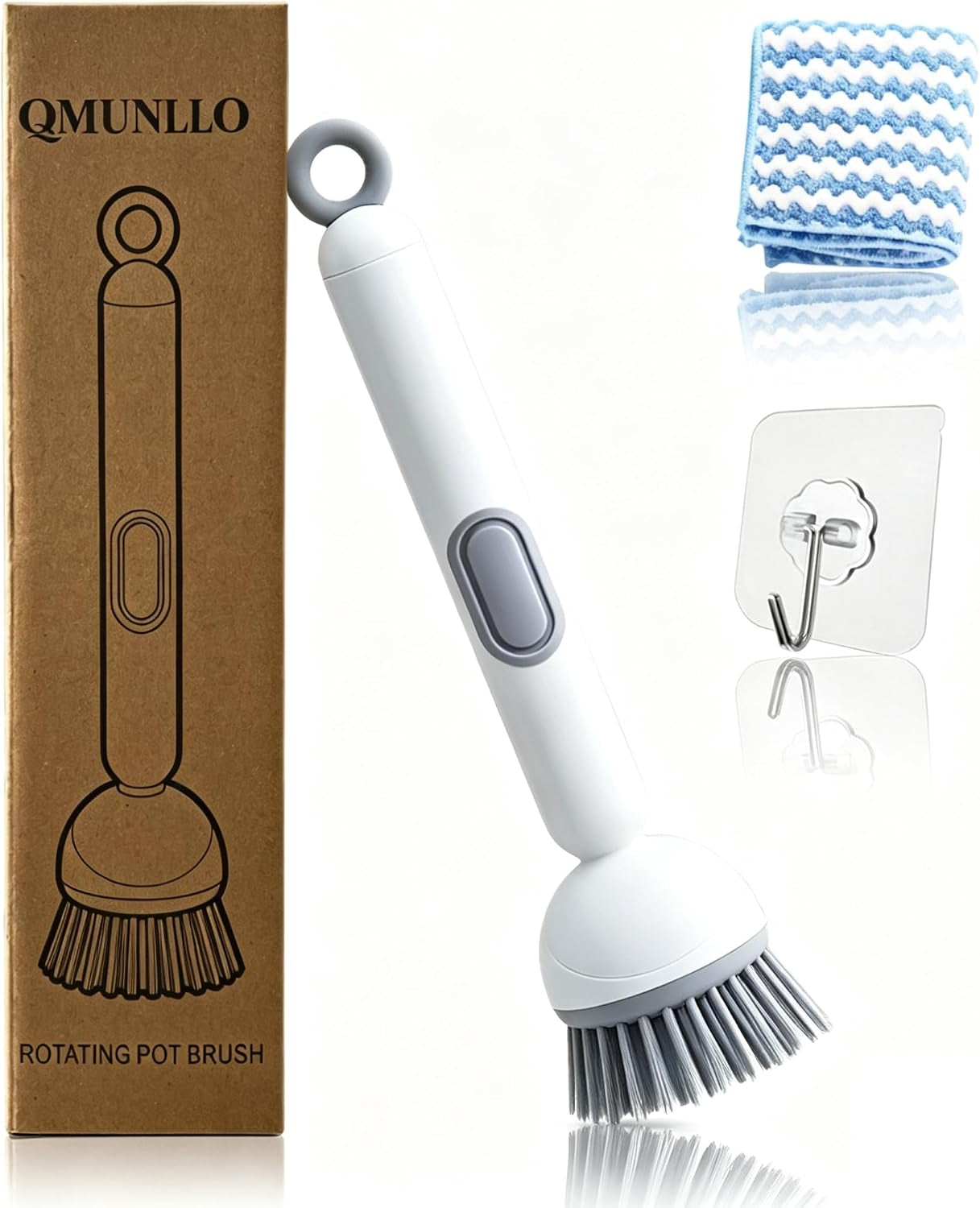 Rotating Dish Brush with Built-In Soap Dispenser — Scrub without the Grease