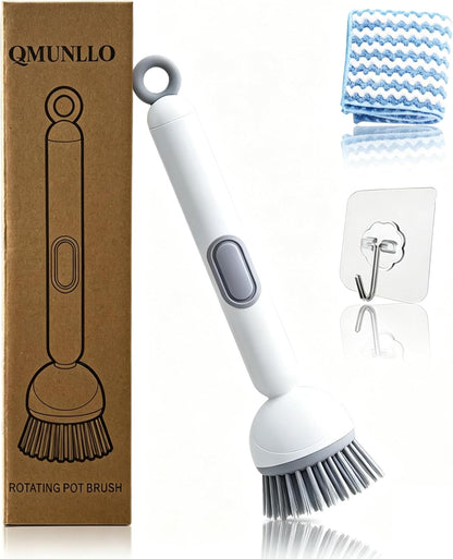 Rotating Dish Brush with Built-In Soap Dispenser — Scrub without the Grease