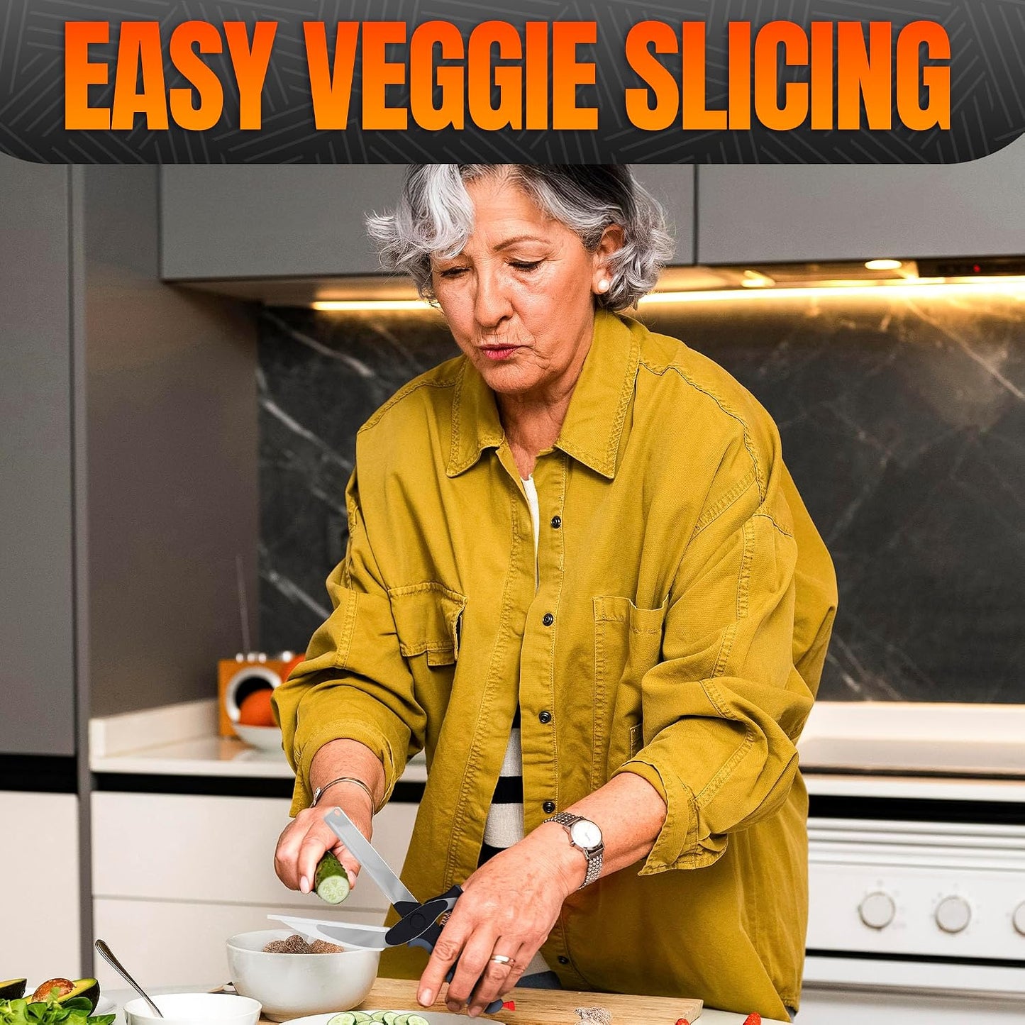 Locking Food Scissors with Cutting Board — Safe-Lock Kitchen Shears