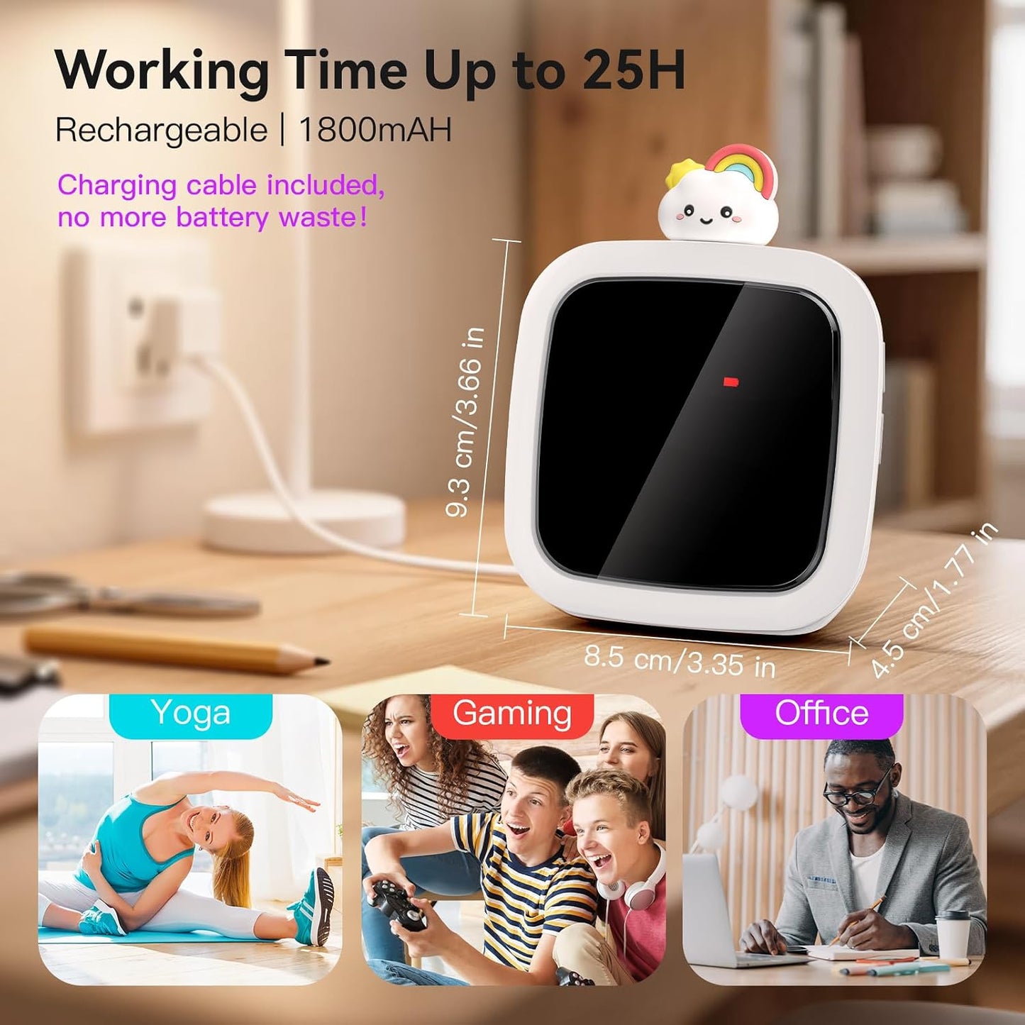 Kids Visual Countdown Timer — 99 Minutes, Silent & Rechargeable