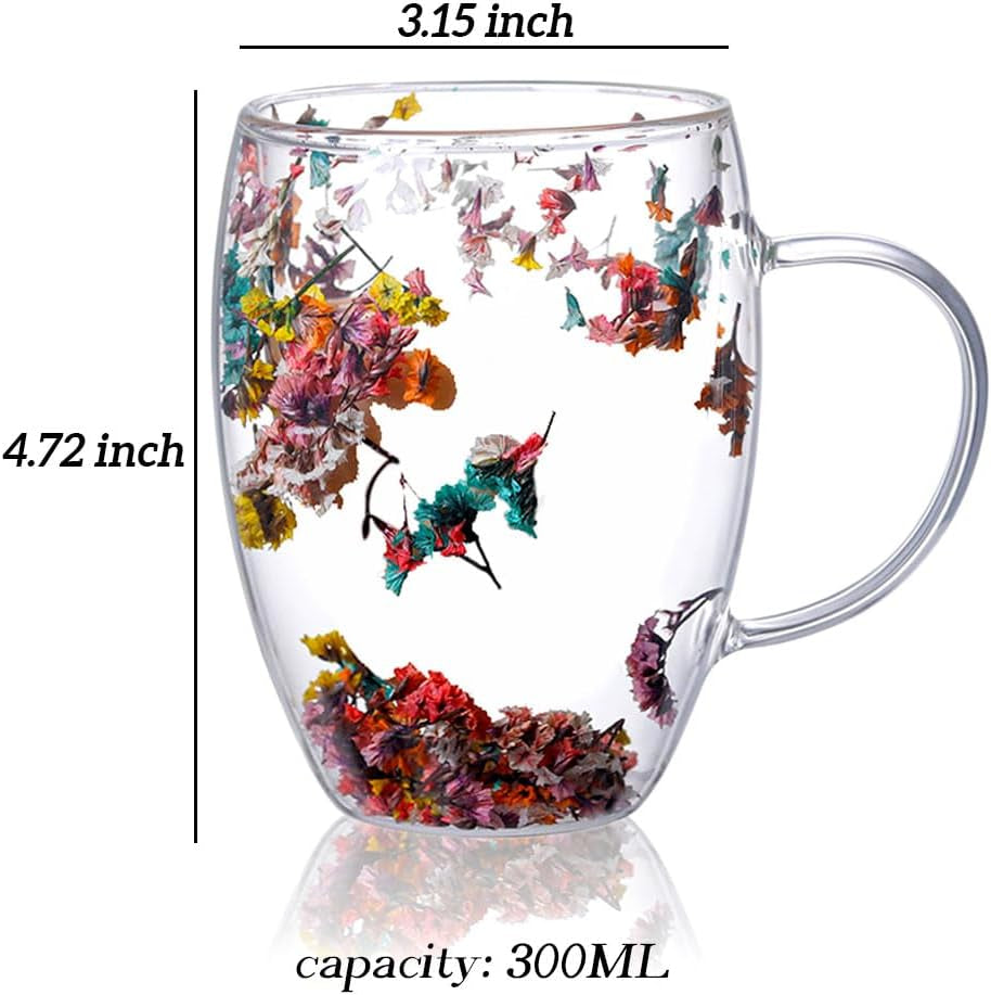 Flower Double-Wall Glass Coffee Mugs — Blooms inside the Glass