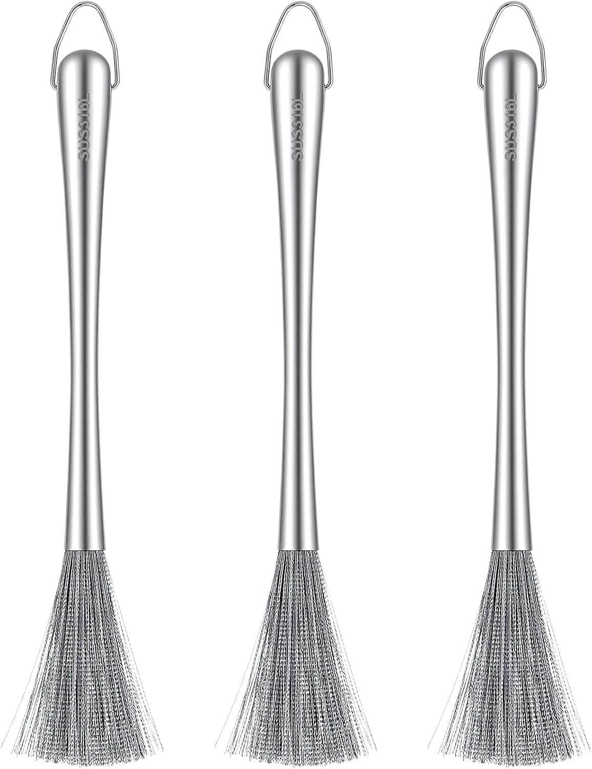 Stainless Steel Dish Brush Set (3 Pack) — Cast Iron & Cookware Scrubber