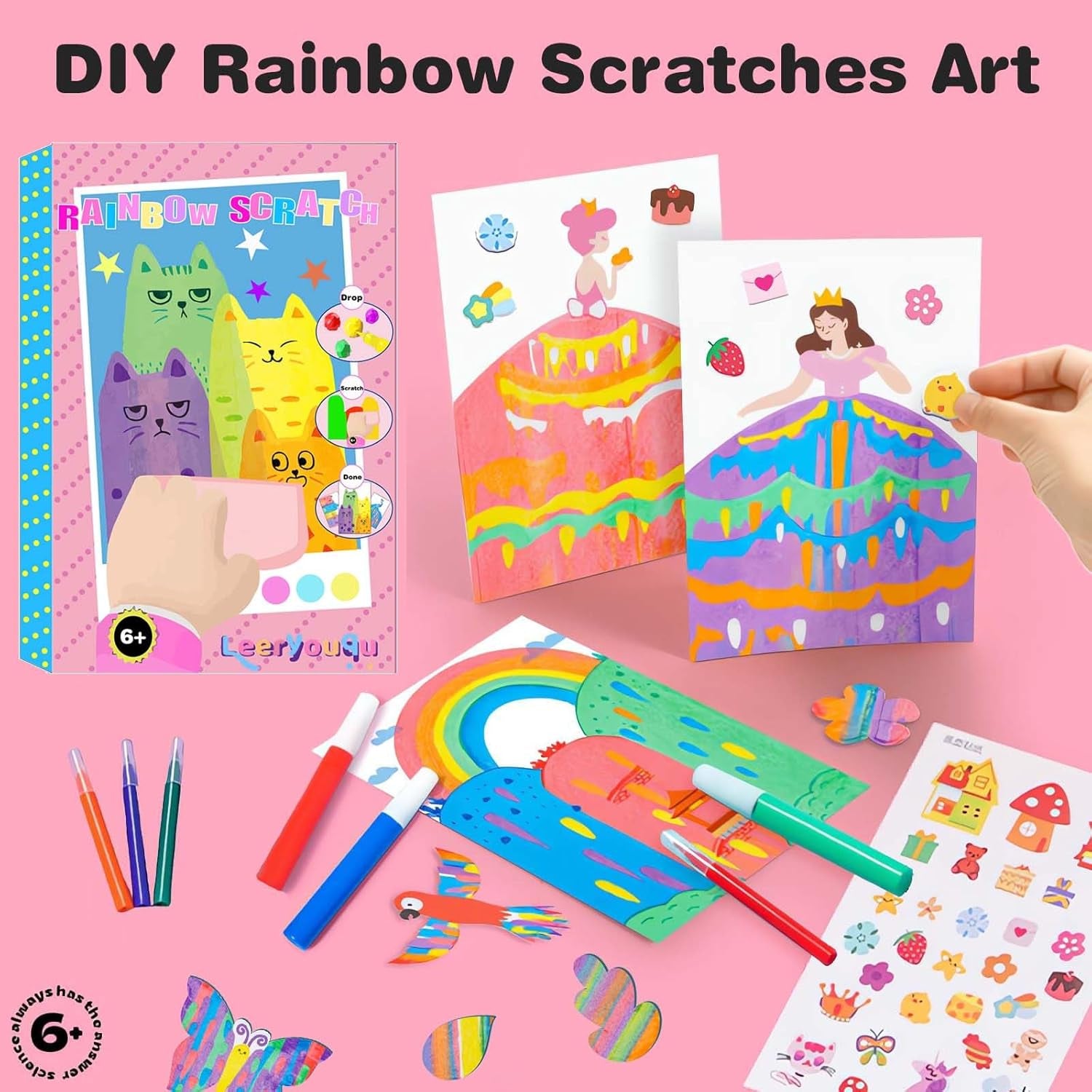 Rainbow Scratch Art Squeegee Kit — Mess-Free Painting for Kids