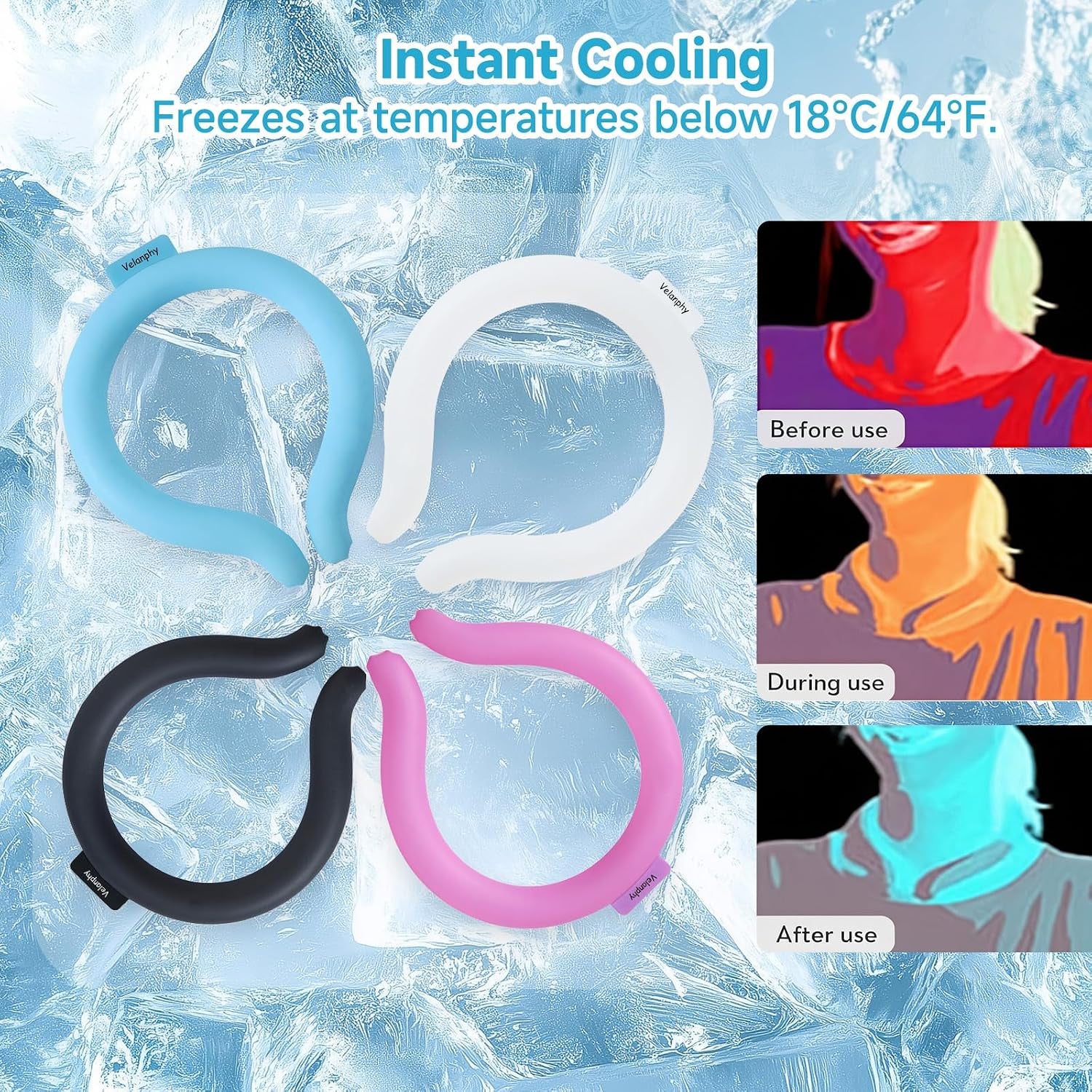 PCM Neck Cooling Ring — Reusable Ice Tube, Cools at 64°F