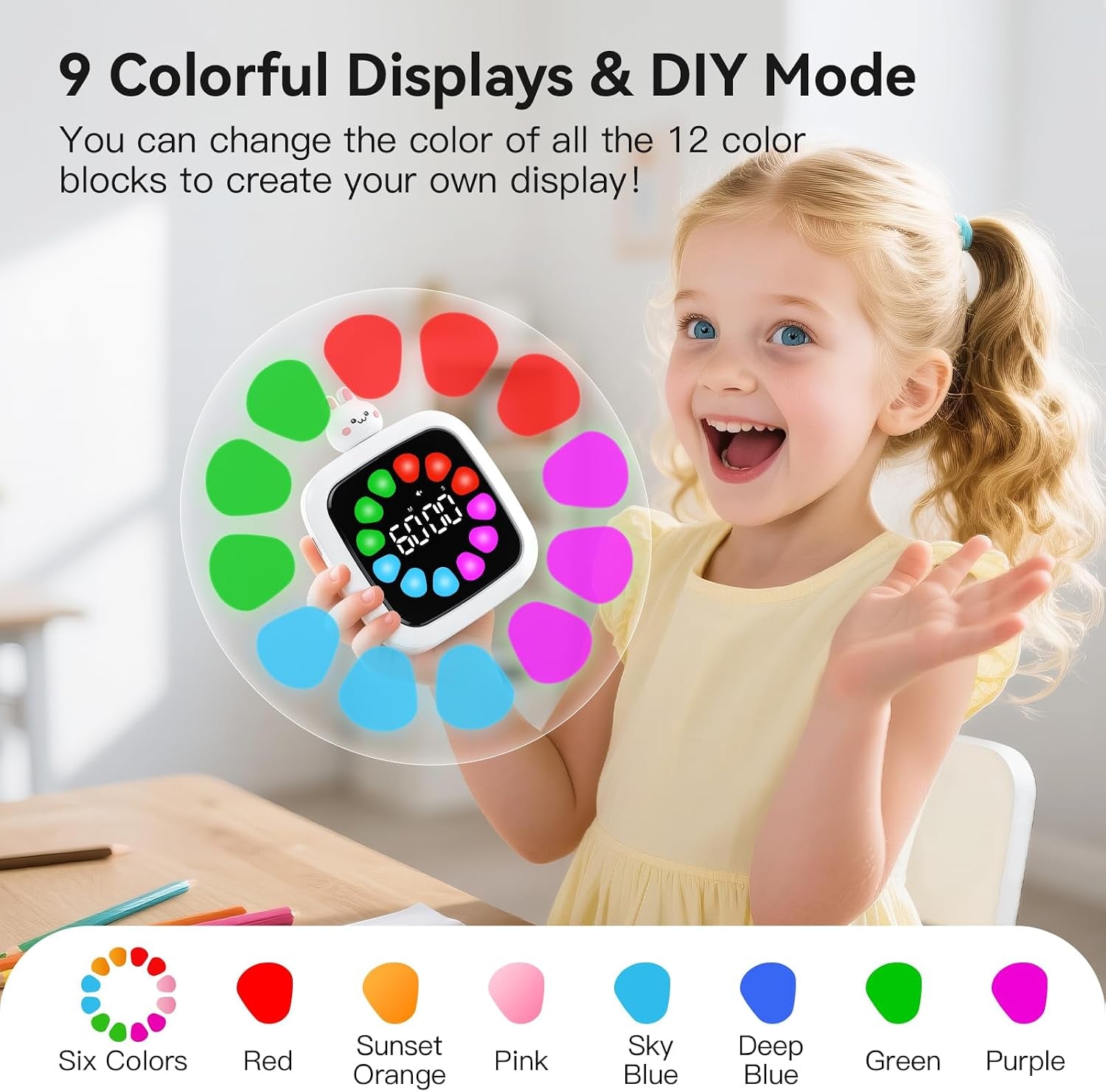 Kids Visual Countdown Timer — 99 Minutes, Silent & Rechargeable