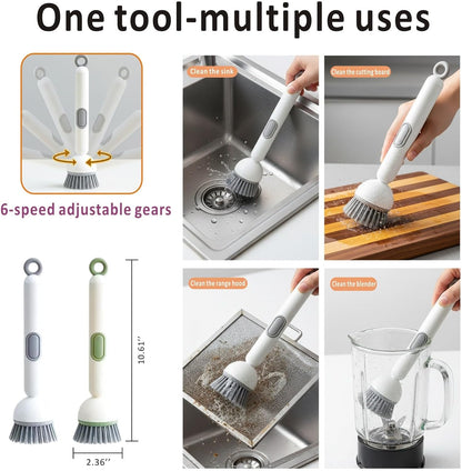 Rotating Dish Brush with Built-In Soap Dispenser — Scrub without the Grease