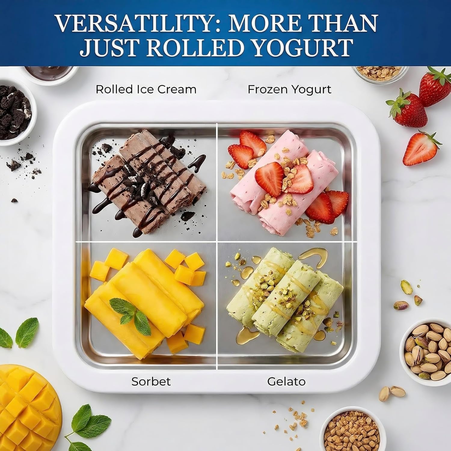 Rolled Ice Cream Maker Pan — Instant-Freeze Dessert Rolls at Home