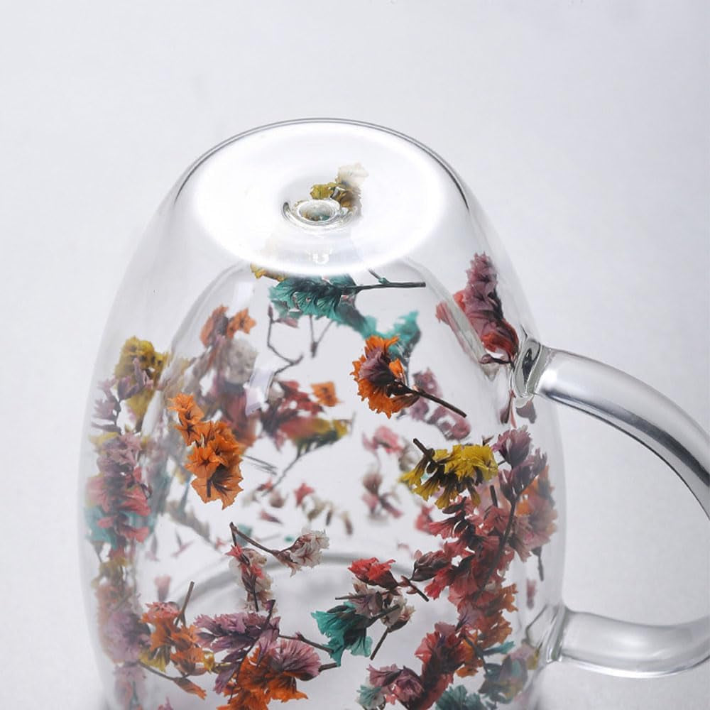 Flower Double-Wall Glass Coffee Mugs — Blooms inside the Glass